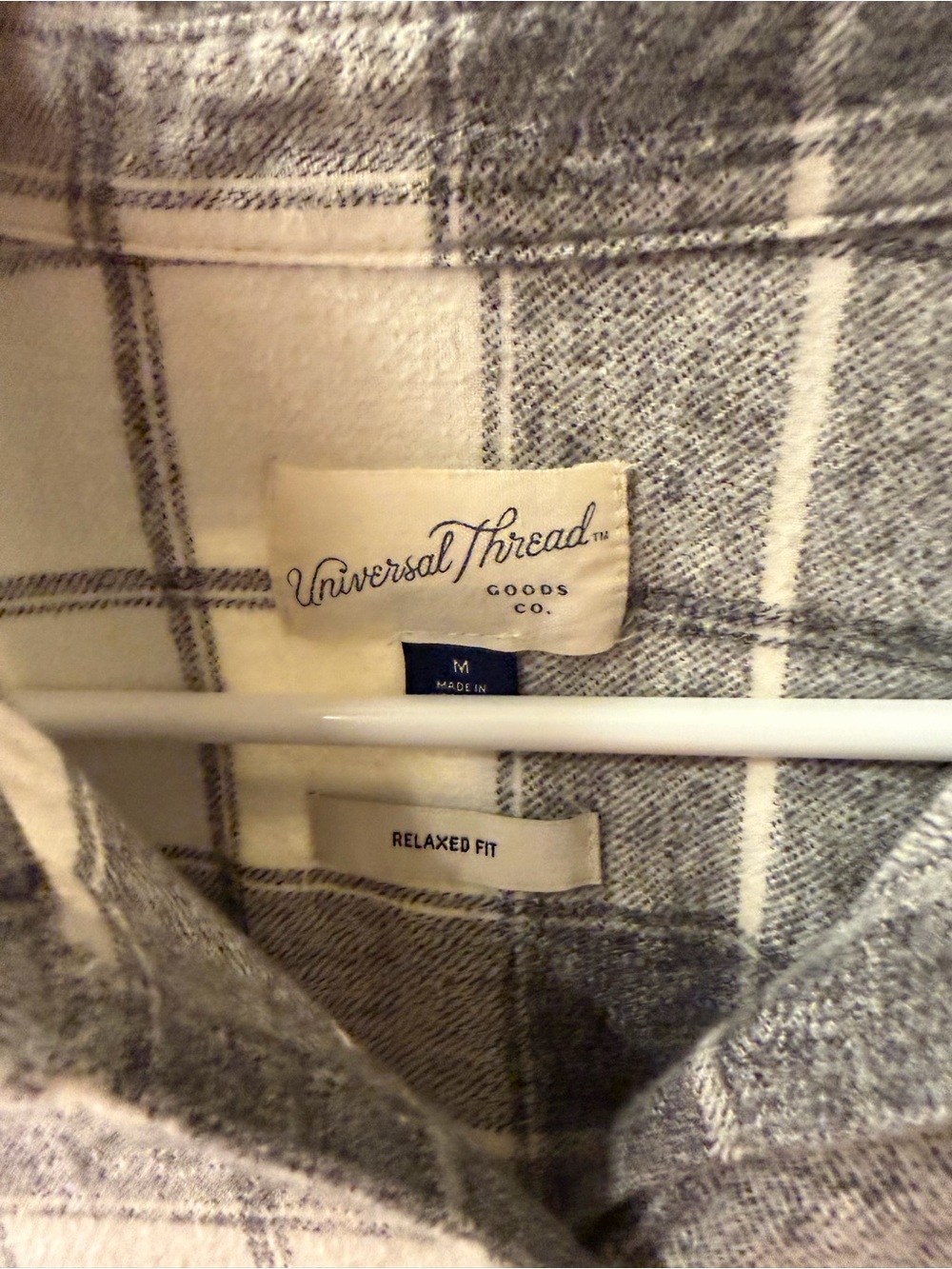 Universal Thread Cream and Gray Plaid Relaxed Shirt